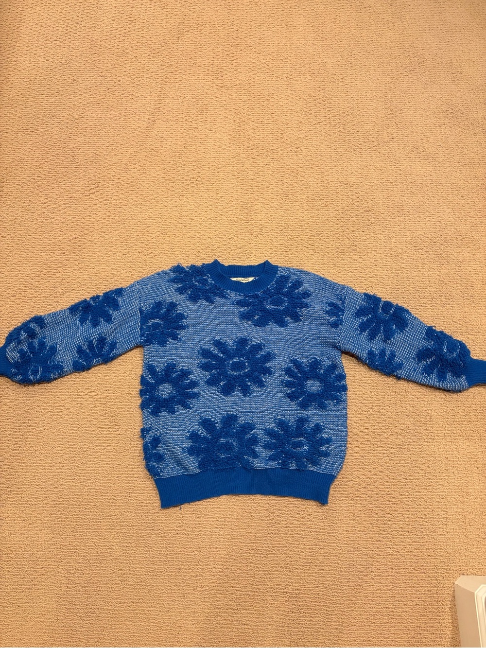 DAVI & DANI Royal Blue Floral Crewneck Sweater